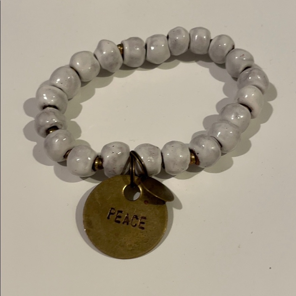 Peace Ceramic and Brass bracelet